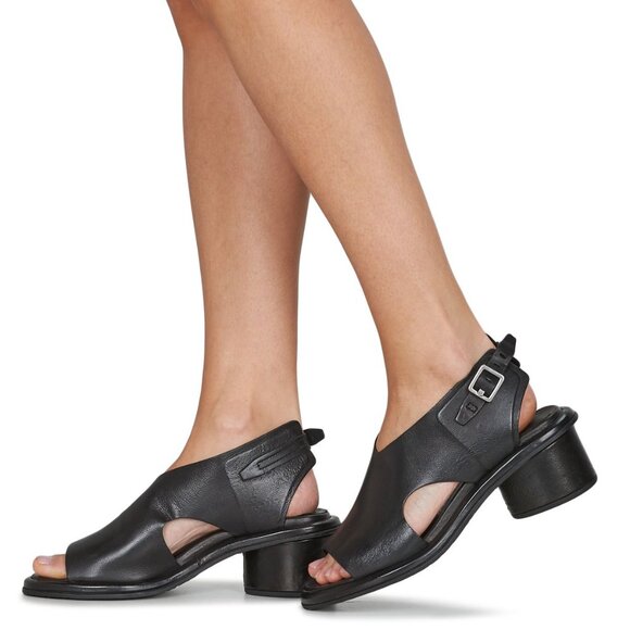 A.S.98 Lucca Heeled Sandals Size 37 7 Black Leather EUC $319 - Picture 1 of 12
